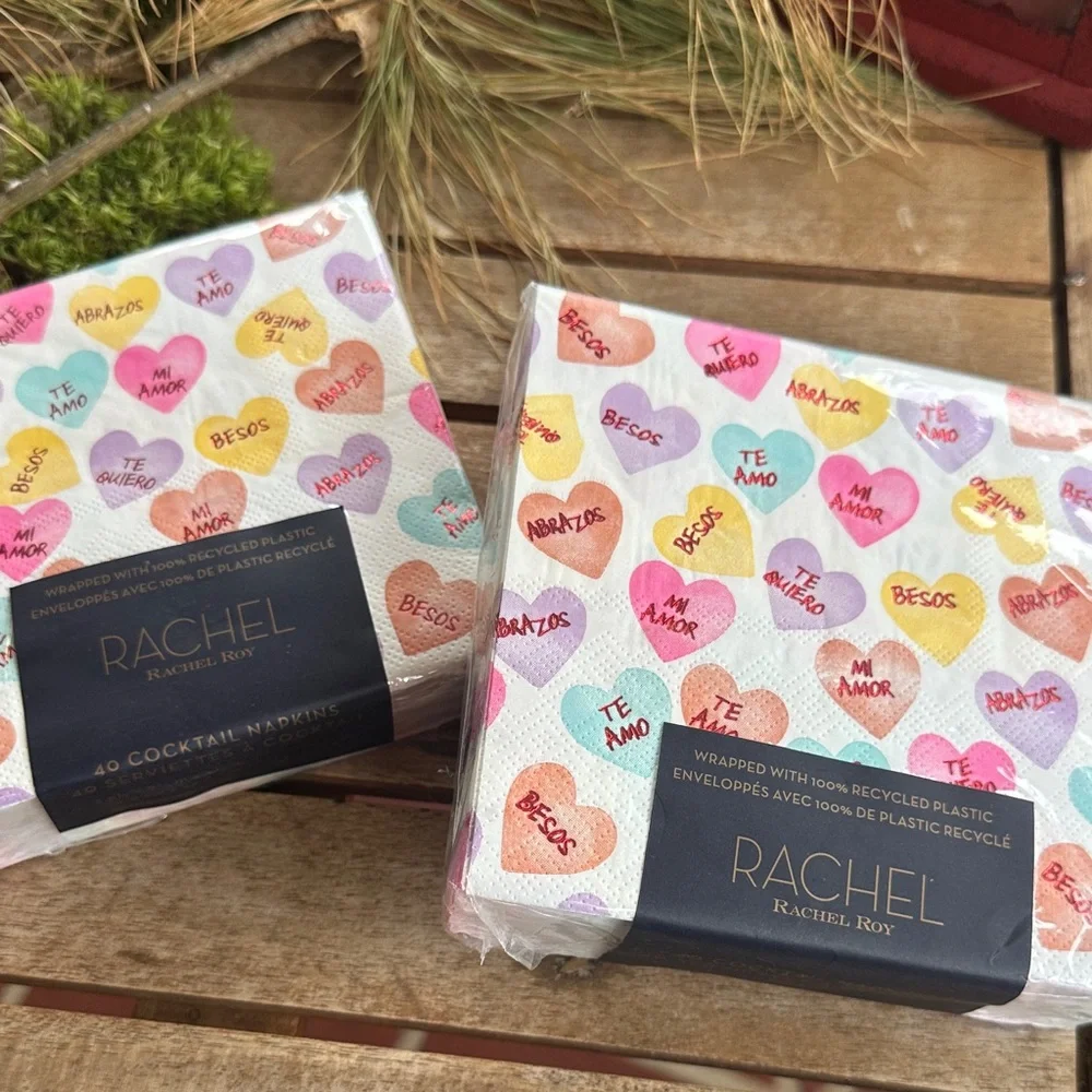 RACHEL Rachel Roy Spanish heart phrase napkins set of 40
